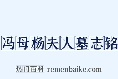冯母杨夫人墓志铭是什么意思的图片